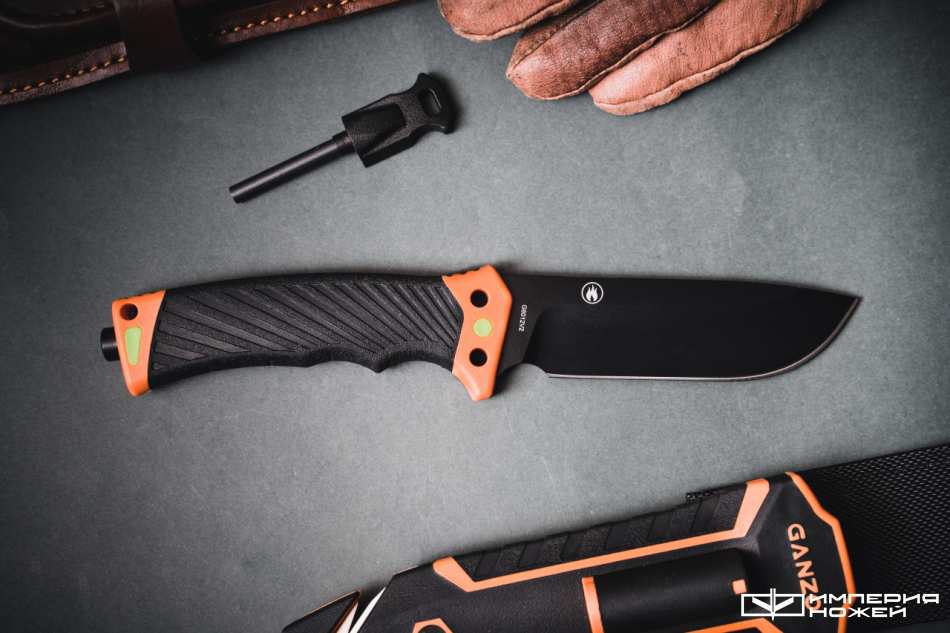 Туристический нож с фиксированным клинком G8012V2-OR с паракордом Оранжевый – Ganzo фото 2