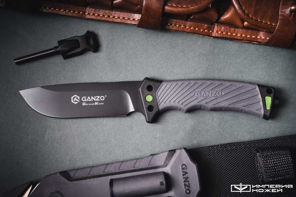 Туристический нож с фиксированным клинком G8012V2-GY с паракордом Серый – Ganzo