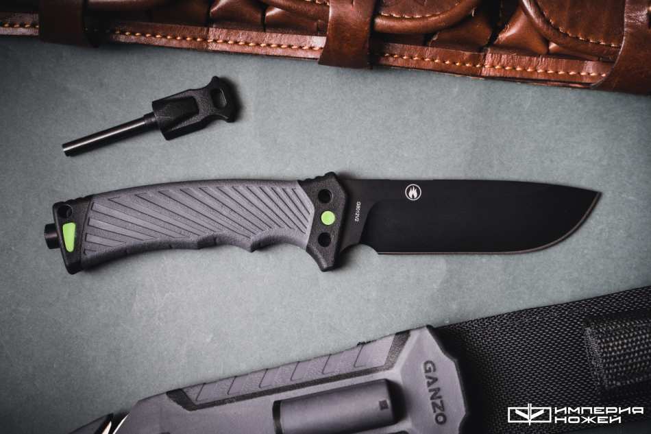 Туристический нож с фиксированным клинком G8012V2-GY с паракордом Серый – Ganzo фото 2