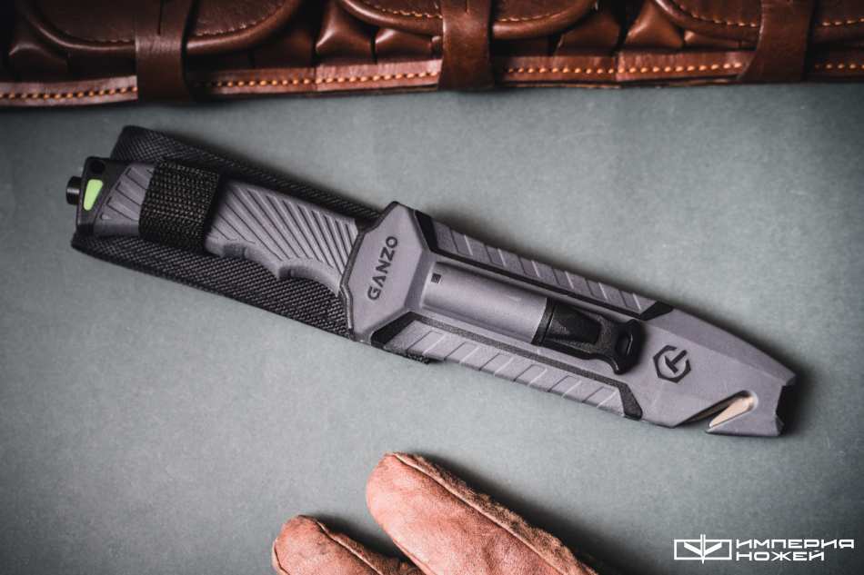 Туристический нож с фиксированным клинком G8012V2-GY с паракордом Серый – Ganzo фото 3