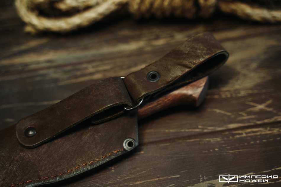Нож с фиксированным клинком Сибиряк Дамаск, Стабилизированная карельская береза – Кузница Коваль фото 4