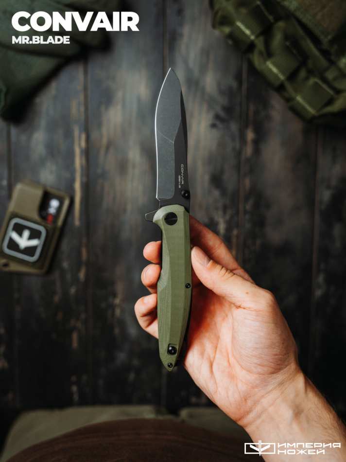 Нож складной Convair Gen.2 (Black Stonewash, G10 Olive)  – Mr.Blade