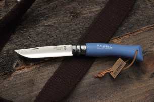Opinel складной нож Opinel №7 Trekking, нержавеющая сталь, кожаный темляк, синий