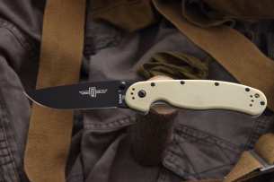 Ontario Нож складной RAT-1 Limited Edition Black Blade Desert Tan Handle
