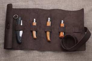 Knife to meet you Сумка для 5 складных ножей/бритв из натуральной кожи