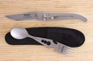 Mr.Blade Туристический Набор Вилка-Ложка-раскладной Нож (черный чехол)