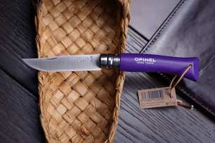 Opinel Opinel №7 Trekking, нержавеющая сталь, кожаный темляк, фиолетовый