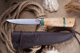 Stalnyie Bivni Малый якутский нож стабилизированная карельская береза (зеленая)