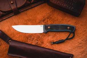Sander Нож туристический Нож с фиксированным клинком Бобр, Сталь D2, Синий G10