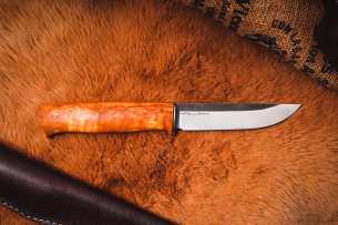 Sander Нож туристический Нож с фиксированным клинком Барбус, Х12Ф1, Карельская береза