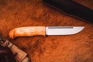 Sander Нож туристический Нож с фиксированным клинком Барбус, Х12МФ, Карельская Береза
