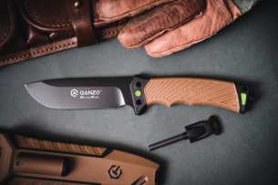 Ganzo Туристический нож с фиксированным клинком G8012V2-DY с паракордом Песок