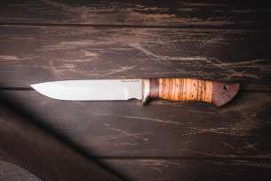Kuznitsa Koval Нож с фиксированным клинком Турист Х12МФ, Береста, Дерево