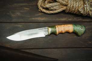 Kuznitsa Koval Нож с фиксированным клинком Орлан 110Х18, Стабилизированная карельская береза, Береста