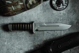 Melita-K Нож с фиксированным клинком Катран-2 Кожа/Латунь